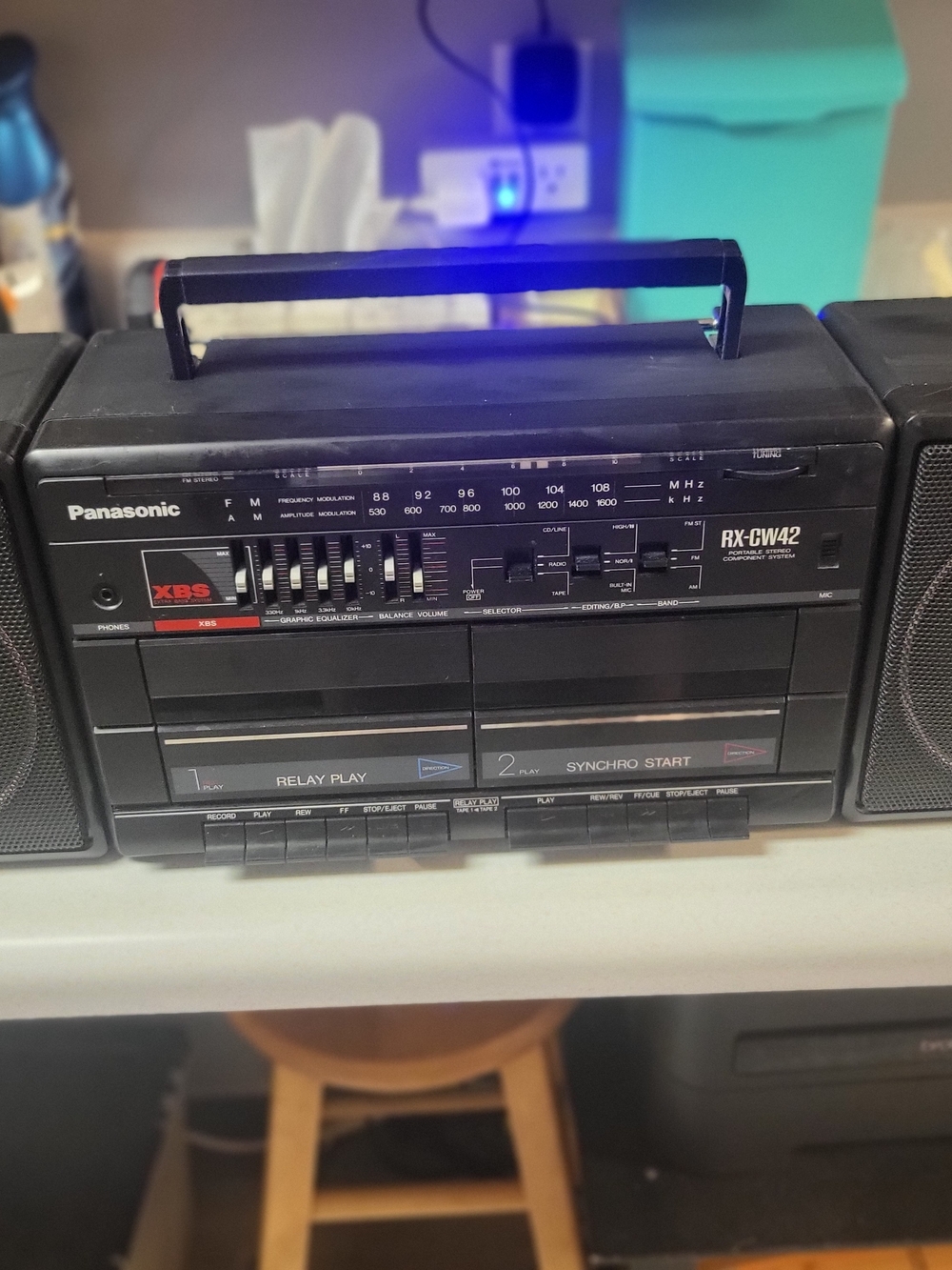 Panasonic Black Dual-Cassette Boombox RX-CW42 with AM/FM Radio
